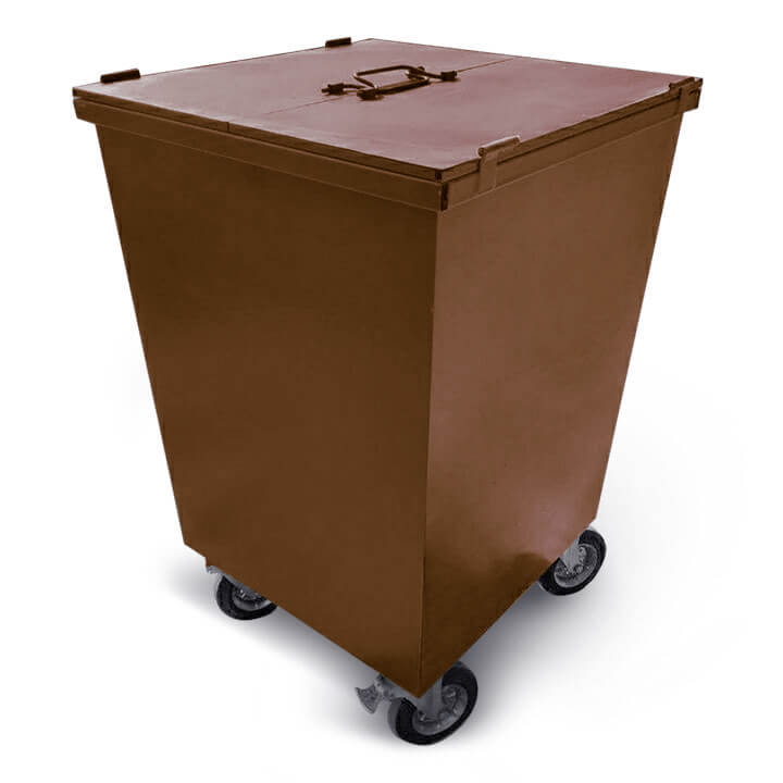 Контейнер КСТ металевий для ТПВ з кришкой та колесами 750 л коричневий